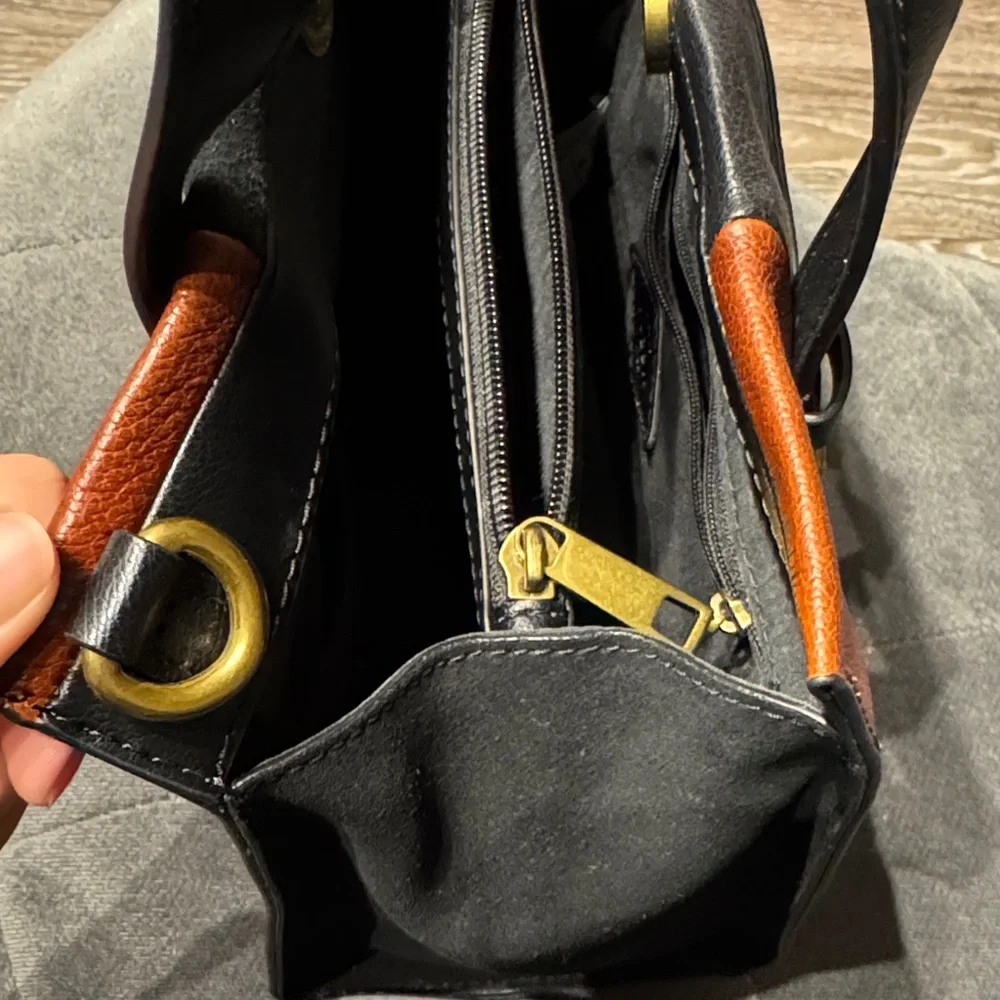 Fossil Two-Tone Black and Brown Leather Tote - Picture 10 of 10